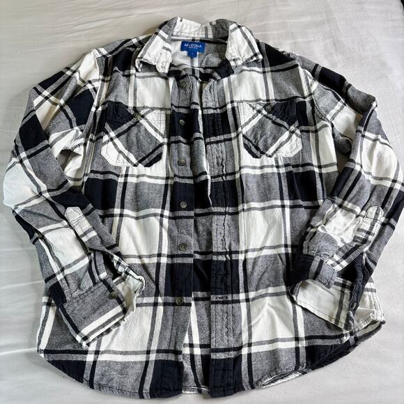 Bundle of Fall Flannels Womens Small Black White Blue Button Downs - Picture 6 of 13